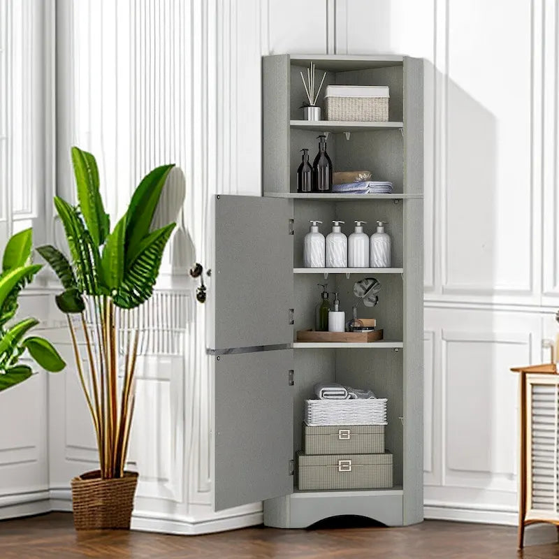 61 H Badezimmerschrank, schmaler Toiletten-Organizer, seitlicher Eckstauraum, hoher Eckschrank