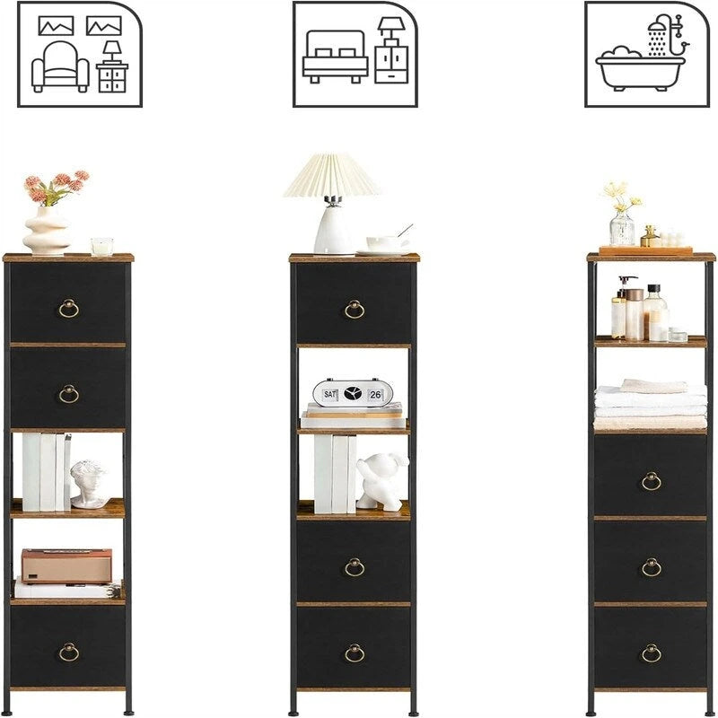 Eckregal mit 6 Ebenen und 3 Schubladen – 11.8L x 11.8W x 55.5H