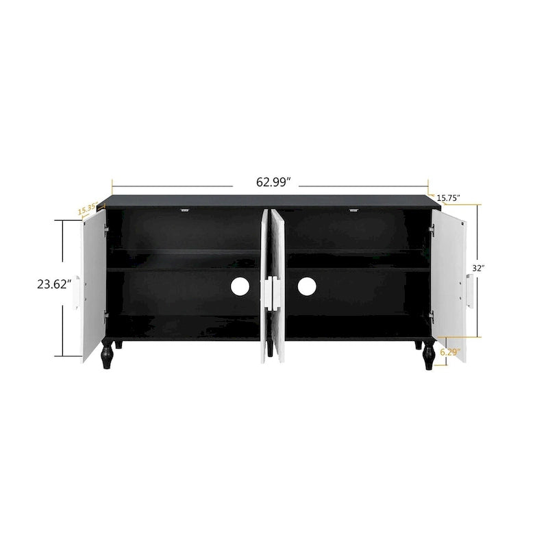 Vintage-weiße Sideboards mit großen facettierten Schnitzereien